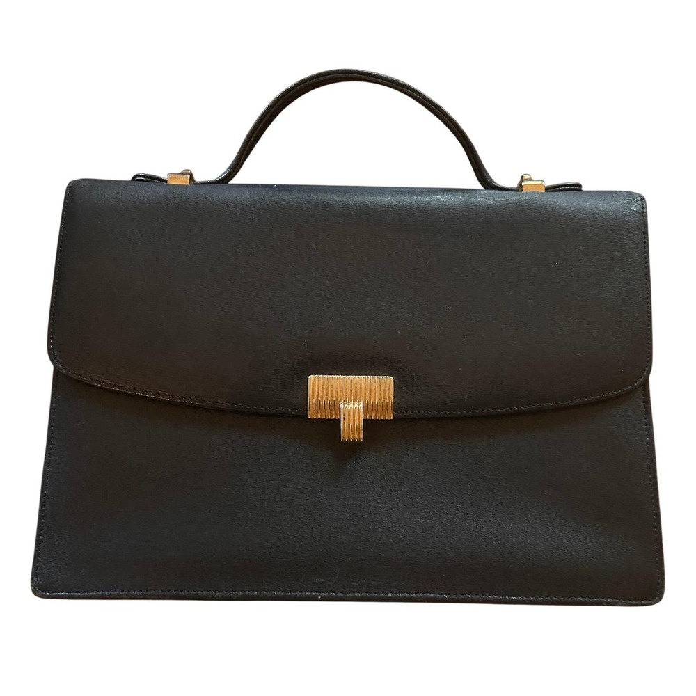 Koret Top Handle Bag Leather Black Vintage Professional Minimalist Classic Style